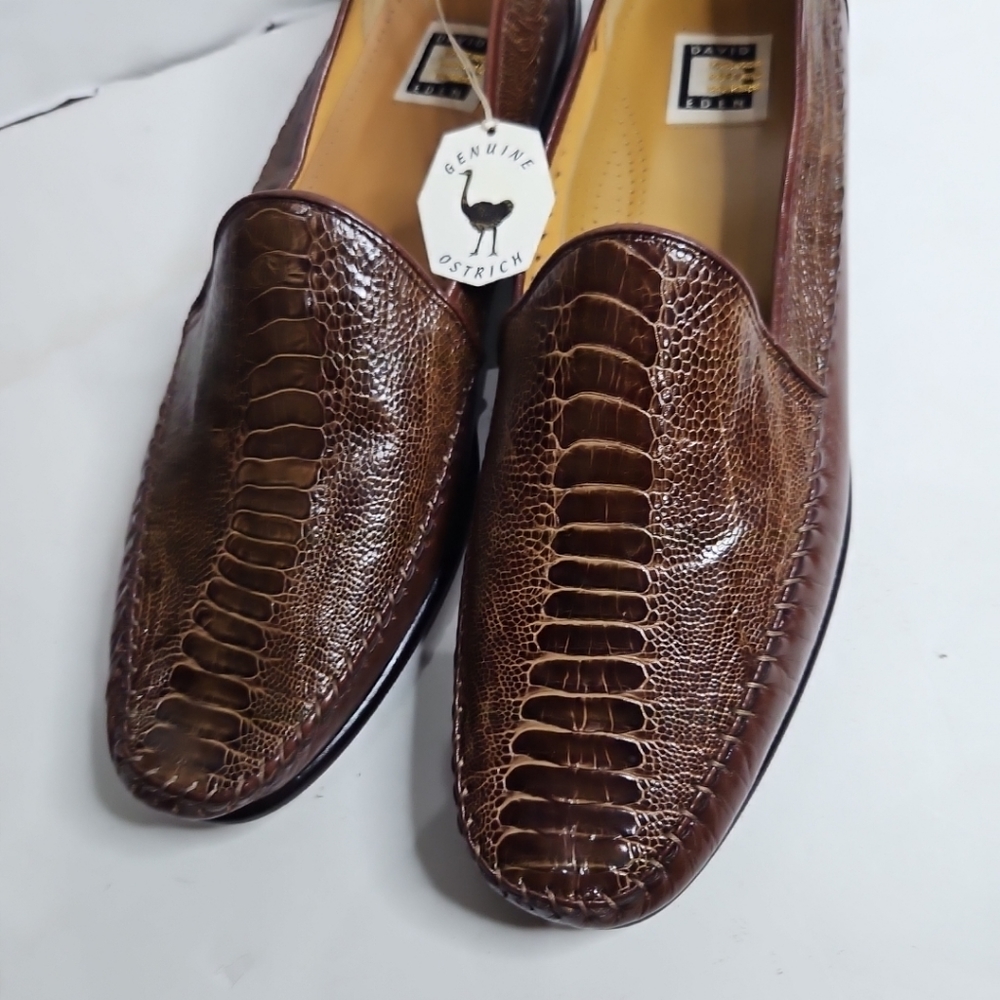 David Eden genuine Ostrich leg Exotic Leather Size 14